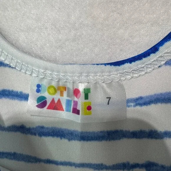 Dotdotsmile Dress Size 7 Blue and White Stripes New With Tags - Picture 4 of 6
